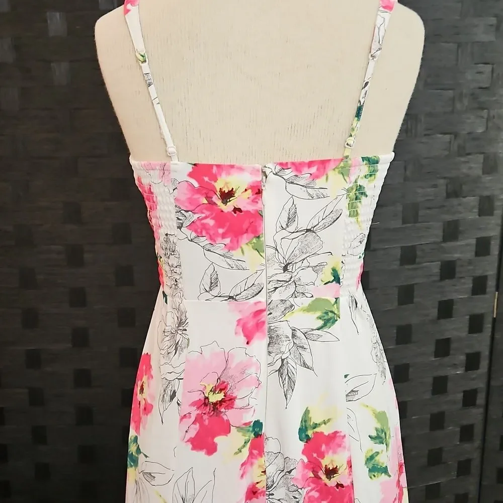 NWT Abercrombie & Fitch Dream Ruffle Floral Maxi Dress Size Small Petite